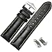 Produktbild Transer® Samsung Galaxy Gear S2 SM-R720 Ersatz Uhrenarmbänder+Lugs Adapter Luxus Fashion Echtes Leder Uhrenarmband Langlebig Bügel Armband für Uhren Länge 190MM Breite 20MM Schwarz, Rot, Blau, Braun, Kaffee, Grün (Schwarz)