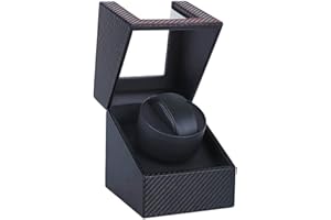LINGFANSTORE Automatische Uhrenbeweger Box,luxuriöser Single Uhrenbeweger,Uhrengehäuse mit leisem Mabuchi Motor,Batteriebetrieb oder Netzteil PU Leder