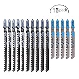 Calidad profesional de calar 15 Hojas Plantilla de Hoja de Sierra de Calar Bimetálica para Madera y Metal T144Dx5, T244Dx5, T118Ax5
