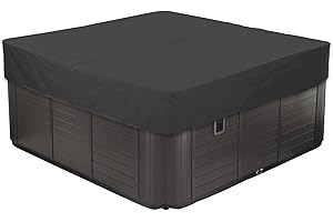LDIW Outdoor Square Hot Tub Cover 210D Polyester Waterproof, UV Protection Garden SPA Cover for Hot Tub,Black,215x215x30cm
