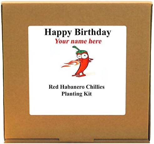 Personalised Happy Birthday Red Habanero Hot Chilli Planting Kit - Unusual Indoor Gardening Gift