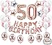 Produktbild JeVenis 38 STÜCKE Rose Gold 18. Geburtstag Dekorationen Party Supplies Nummer 50 Geburtstag Luftballons Alles Gute zum Geburtstag Ballon Banner 50 Geburtstag Dekorationen für Sie