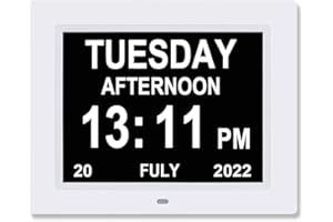 Levick 9 Inch Digital Day Calendar Clocks Clear Display Extra Large Day Date Time Dementia Clock for Senior Elderly impaired Vision Memory Loss Alzheimer’s with Medication Reminders Alarms (White)