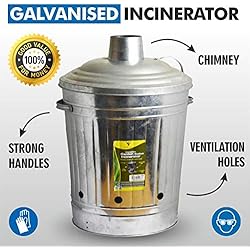 Grand format 90L Incinérateur de jardin en métal galvanisé pour déchets Corbeille à feu