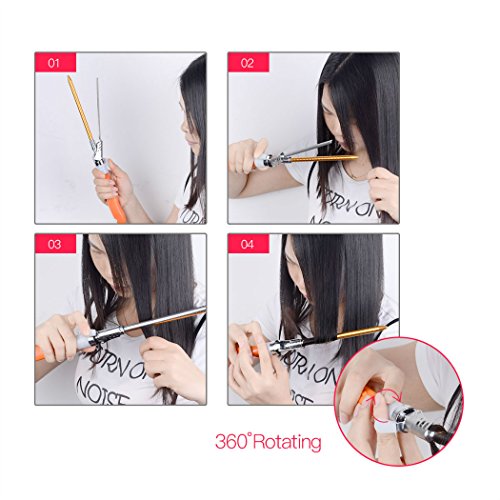 inkint 9mm Professional Lockenstäbe Elektrische Curling Stab Turmalin Keramik Rotary Haar-Sticks Nass&Trocken Tragbare Austauschbare Lockenwickler Lange Haare - 7