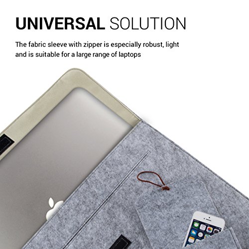 kwmobile Laptoptasche Filz Sleeve f  r 17  17 3 Laptop Notebook Ultrabook - Notebook Tasche Schutzh  lle Laptop Case H  lle in Grau mit Innentaschen I