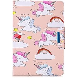 Funda para 9-10.1" Tableta, Carcasa Protección para iPad 2018/iPad Air, Asus Zenpad 10, Lenovo Tab3 10 Plus/Tab 2 A10-70, Huawei MediaPad T5 10 / M5 Lite 10, Samsung Galaxy Tab A6 10.1",Unicornios