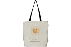 Hello-Bags. Bolso Tote bag con cremallera, forro y bolsillo interior. Exterior: Algodón 100%. Incluye sobre kraft de regalo. Modelo "SI TE RODEAS". Color: Crudo/Negro. Medidas: 37x 38 cm.