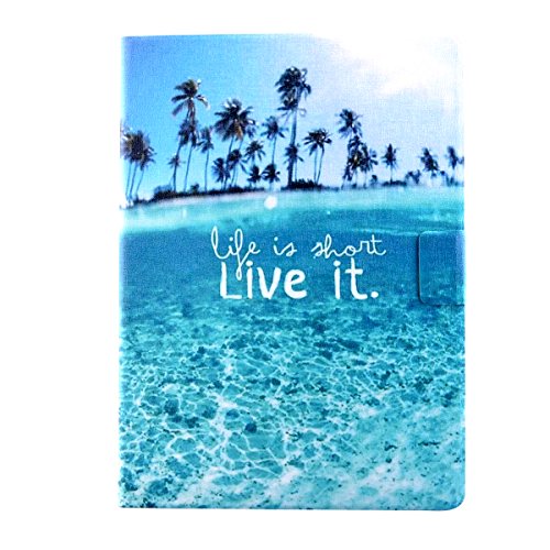 Samsung Galaxy Tab S 10.5 zoll (T800/T805) hülle Hardcase, Ekakashop Galaxy Tabs T800/T805 Tasche Handytasche Handyhülle, Kreativ Blau Kokosnussbaum Meer Muster Flip Buchstil Schale Magnet PU Leder Case Cover Etui Schutzhülle Ledertasche Lederhülle für Galaxy Tab S 10.5“ (T800/T805) – Blau Kokosnussbaum + 1 x Kostenlos Ständer (Farbe Random) - 2