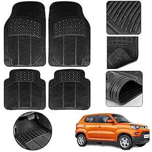 CABIX Standard PVC Car Floor Mat Foot Mat for Maruti S-Presso (Black) -Set of 4