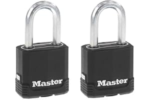 Master Lock M115XTLF Magnum Heavy Duty utomhus hänglås med nyckel, 2 stycken likadana låsning