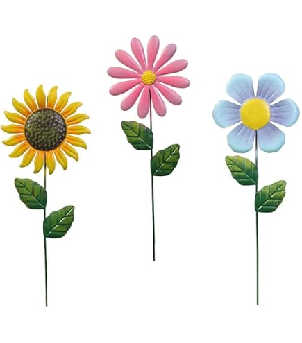 3 Décos Jardin Tournesol Métal Rouillé - Style Rustique
