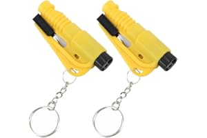 ZORVUJI 2 Pezzi Originale Strumento di Emergenza Portachiavi per Auto, 3 in 1 Sicurezza Auto, Rompivetro di Emergenza, Taglia Cintura, Fischietto di Emergenza, Fluorescente (Giallo, Rosso)
