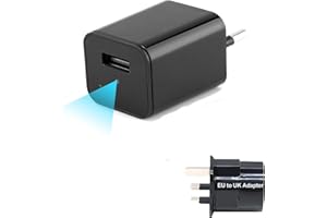 KAGMY Hidden Camera USB Charger,Small Wall Charger Hidden Security Cameras with Motion Detection Loop Recording Mini Hidden Nanny Cam with EU to UK Adapter for Home Security Surveillance NO WIFI VERSION