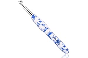 BCMRUN 8 mm(0) Large Crochet Hook, Ergonomic Grip Soft Handles Crochet Hook for Arthritic Hands, Extra Long Knitting Needles for Beginners and Crocheting Yarn (8.0mm-0), Blue