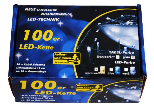 100er LED Lichterkette grünes Kabel Weihnachtsbeleuchtung Innen Außen (warmweiß) - 5