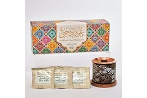 Oud Bakhoor Variety Box & Burner by Dukhni | Islamic, Eid & Ramadan Gifts | Arabian Oudh Incense Set with Candle Incense burner| 20 pcs arabic bukhour incense bricks, 10 mixed scents | Home fragrance