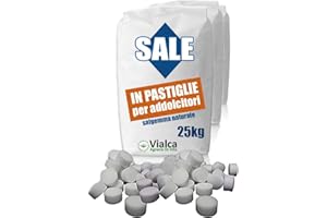 Vialca Sale per addolcitori in Pastiglie Italiano – Sacco 25kg (4 Sacchi - 100kg)