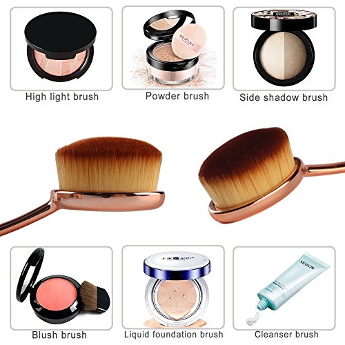 Oshide Make Up Pinsel Oval Zahnbürsten Bürste Face Puder Foundation Schmink Pinsel- Rose Gold - 5