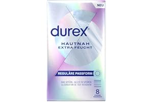 RECKITT Durex Hautnah Extra Feucht Kondome – Ultra dünn, mit anatomischer Easy-On-Form & mit viel Silikongleitgel befeuchtet – 8er Pack (1 x 8 Stück)