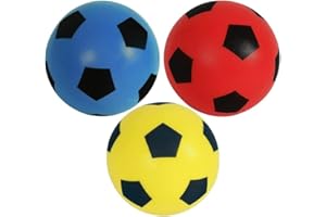 PRIDE HOME & GARDEN PHG Foam Football | Indoor/Outdoor Sponge Soccer Ball for Kids and Adults | Garden and Beach Ball Set (17.5 cm, 1 Pack - Red, Blue, Yellow)