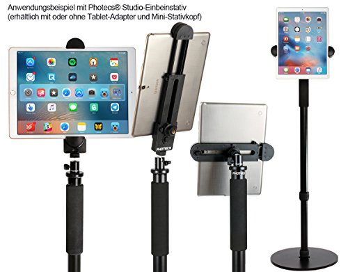 Photecs® verstellbarer Tablet-Bodenständer, Boden-Stativ (höhenverstellbar bis 1,72m), Profi Tablet-Ständer/-Stativ mit sehr hoher Kippfestigkeit, z.B. als moderner Notenständer mit iPad Pro, frei positionierbar, mit Filzgleitscheibe. - 3