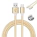 Produktbild Meiigoo S8 Starkes Nylon Geflochten USB C Kabel auf USB 2.0 [1M] USB Type C Ladekabel – GOLD [Metall Steckverbinder] [USB-C zu USB A]