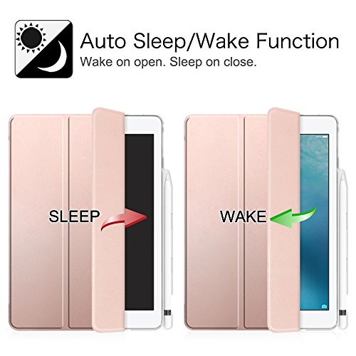 iPad Pro 9.7 Hülle mit Built-in Apple Pencil Halter – Fintie Ultra Slim Superleicht Schutzhülle Smart Shell Case Cover Tasche Etui mit Translucent Rücken Deckel, Auto Schlaf / Wach und Standfunktion for Apple iPad Pro 9.7 Zoll (2016 Modell) (iPad Pro 9.7“, Roségold) - 4