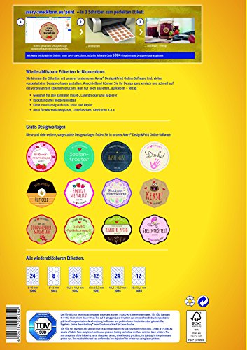 Etiquetas para mermelada Avery Zweckform 5084 A4 240 etiquetas forma de flor despegable 40 8 x 40 3 mm 10 hojas color blanco reviews Etiquetas para mermelada Avery Zweckform 5084 A4 240 etiquetas forma de flor despegable 40 8 x 40 3 mm 10 hojas color blanco