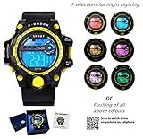 Dunn's D101 Sport LED Uhr mit 7 Nachtlicht Farben wählbar 30 m Regen- und wasserfest mit Mehreren Funktionen - geeignet für Junge Jugendliche und Erwachsene