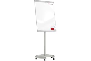 ALLboards Lavagna Portablocco Bianca Magnetica 100x70cm Cancellabile a Secco, con Ruote, Mobile