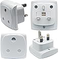 South Africa 3-pin Large Plug Type M (NOT Indian Type D plug) Adapter Convert to 3-pin UK Socket, BS 8546 Approved, Safety Protection Design, Flame Proof, 13A Fuse with Safety Shutter (4 Pieces White)