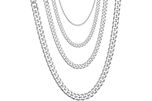 Zinvefa Herren Halskette Silberkette panzerkette Damen, 3/5/7/9mm Klassische Edelstahl Herren Silber Kette GoldKette Länge 45-66cm