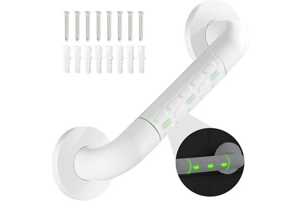 Barre D'appui WC, Barres D'appui de Salle de Bain avec Antidérapante, Poignée de Acier Inox, de Maintien Douche avec Cercles lumineux-avec Bride de Recouvrement,30 CM modunful