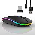 Vinmooog Souris sans Fil Rechargeable Souris Bluetooth Ergonomique,Souris Gamer Ordinateur 3DPI silencieuse rétroéclairée de 