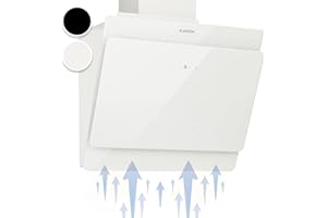 Klarstein Hotte Aspirante Inclinées 60cm, Filtre de Hotte en Aluminium, Débit d'Air Puissant 607m³/h, LED, Ecran Tactile, Extracteur d'Air Silencieux, Efficace avec Evacuation