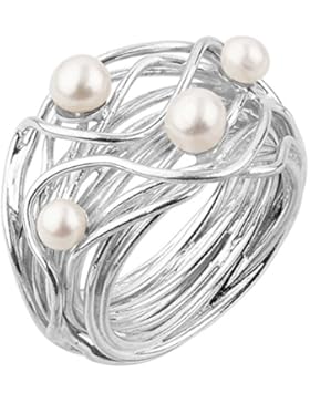 Nenalina - Perlenring aus 925 Sterling Silber handgearbeitet mit echten Süßwasser Perlen - 721058-042