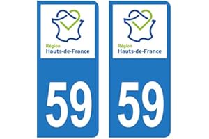 HADEXIA Autocollant Stickers plaque immatriculation voiture auto département 59 Nord Logo Région Hauts-de-France
