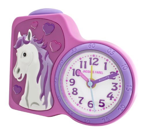 JACQUES FAREL ACB717HS-G Einhorn Wecker Mädchen Kinderwecker Kunststoff Analog Licht Alarm weiss