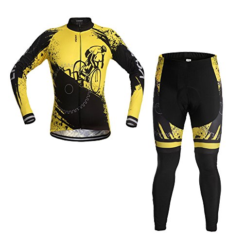 Lixada Atmungsaktive Langarm Radtrikot Set Gepolsterte Hosen Radsport Bekleidung - 4