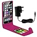 Produktbild ( Pink 143 x 71.9) Handytasche fŸr Wileyfox Swift 2 Plus HŸlle HandyhŸlle pouch DŸnn Kunstleder,r Spring Clamp Adjustable Flip HŸlle HandyhŸlle Skin with Credit/Debit Wileyfox Swift 2 Plus HŸlle+ Micro USB Mains Wall Charger by i-Tronixs