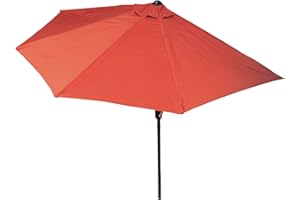 EASYmaxx Sonnenschirm halbrund | 270 x 140 x 235 cm | für Balkon und Terrasse | passgenau für Wände | mit praktischer Handkurbel und Sonnenschutz UV-Schutz 40+ | spendet Schatten