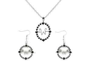HAMKU 3 Pcs Symbole W Personnalité Pendentif Et Boucles d'oreilles, Wednesday Cosplay Accessoires, Collier Pour Les Fans Unisexes Pour Homme Et Femme Gothique Lolita Collier Décoration Halloween