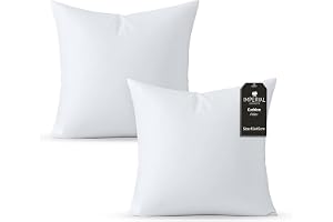 Imperial Comforts® Premium Cushion Inner Pads Bed Pillow Inserts (2-Pack, White) - 18 x 18 Inches Indoor Cushion Inserts - Decorative Throw Pillow Set of 2, (45x45 cm)