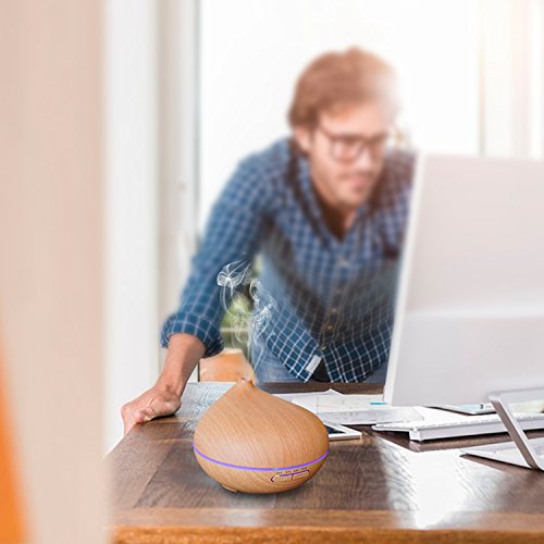 Aroma Diffuser, MaxTronic 300ML Ultraschall Öl Diffusor Holzmaserung Luftbefeuchter Duftzerstäuber Humidifier Aromatherapie Diffusors mit 7 Licht Farben LED, Automatische Ausschaltung und 4 Zeitsteuerung für Babies Kinderzimmer Haus, Wohnzimmer, Schlafzimmer, Büro, Yoga, Spa, Raum - 7