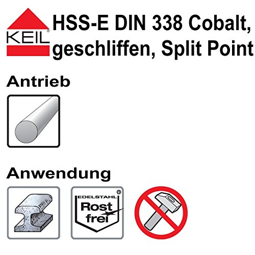 KEIL 307 501 113 Metallbohrersortiment HSS-E DIN 338 Cobalt, geschliffen, Split Point, 25-teilig Ø 1,0-13,0 mm um 0,5 mm steigend, in RoseBox plus Sonax Professional Bohr- und Schneidöl, 400ml - 5