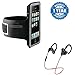 Apple iPhone 7 Plus - Compatible Certified Sports Armband Gym Running Jog Case Arm Holder for Cell Phone With QC10 Jogger Sports Bluetooth Headset V4.1 With Mic (1 Year Warranty) RS.799.00