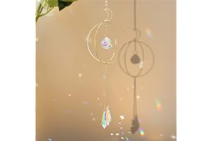 DOMYBEST FR Domybest Attrape-Soleil à Suspendre Attrape Soleil Chakra avec Prisme Attrape-Soleil Arc-en-Ciel en Cristal Suncatcher Cadeaux Décoration de Pendentif pour Maison Jardin Voiture