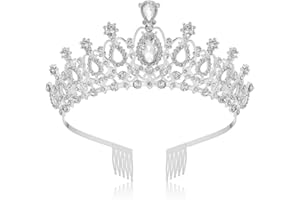 Makone Tiara Corona de Cristal con Diamantes de imitación Peine para Corona Nupcial Proms de Boda desfiles Princesas Fiesta de cumpleaños