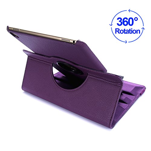 iPad Air 2 Hülle, RC iPad Air 2 / iPad 6 360 drehende Smart Hülle PU Leder Abdeckung Gehäusedeckel für Apple iPad Air 2 Sleep / Wake (Lila) - 8